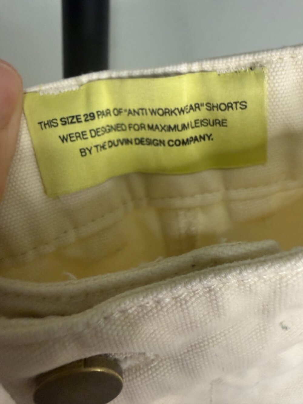 Duvin Design Anti-Workwear Shorts – Antique/Cream – 29- MSRP $68 - Picture 3 of 6